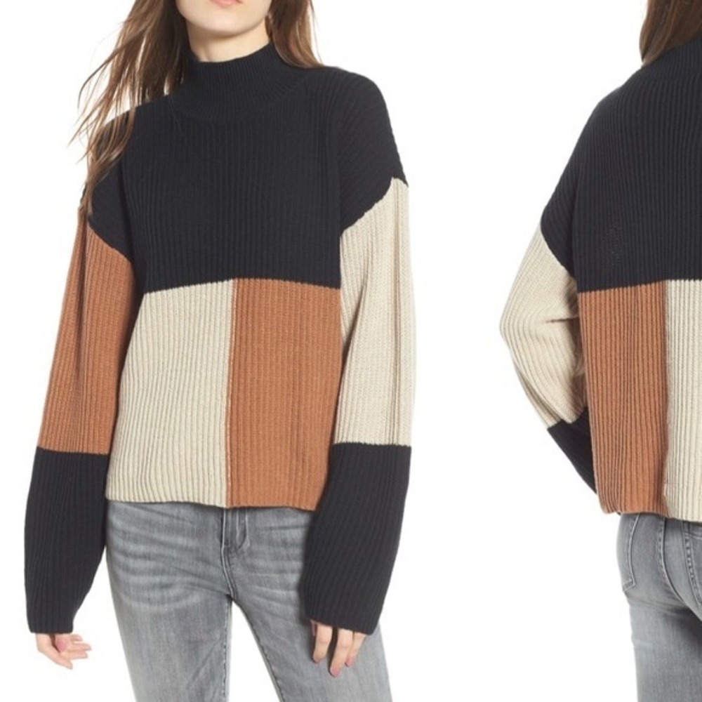 Nordstrom BP Black and Tan Colorblock Sweater